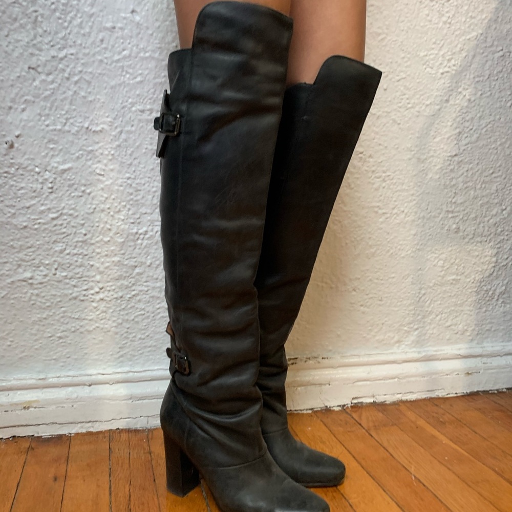 Black thigh high boots
